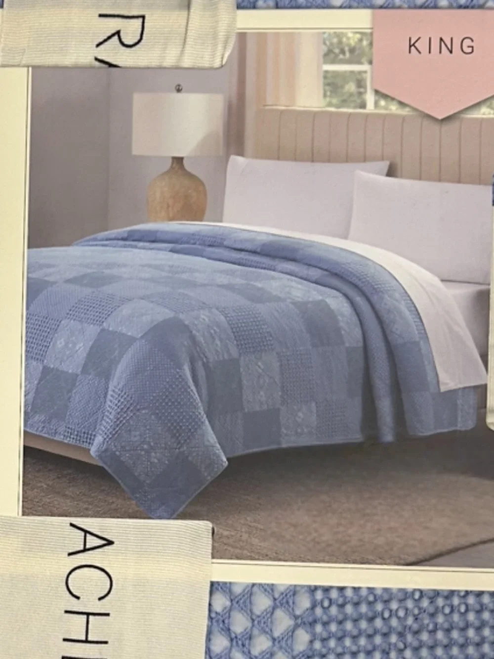 Rachel Zoe Cotton Stonewash Blue King Quilt 106”x92”